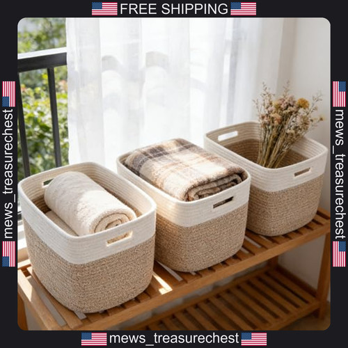 Cotton woven storage baskets - cotton,