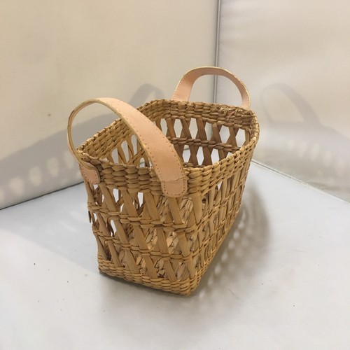 Woven straw basket - straw, tan