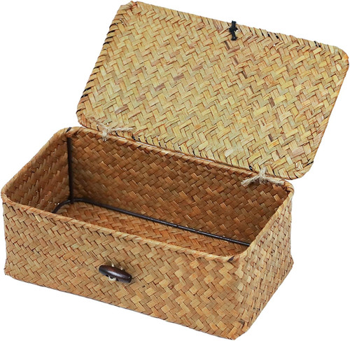 Wicker storage basket with - storage,