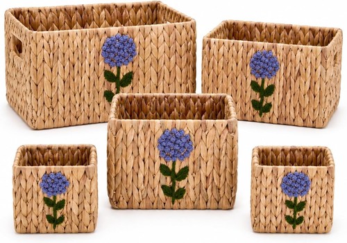 Wicker storage baskets 5pack - baskets,
