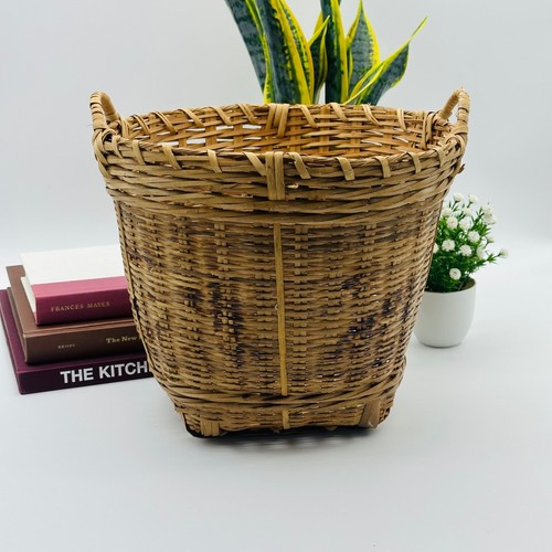 Vintage bamboo woven basket - vintage,